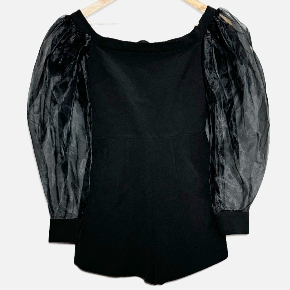 Vanitta black long sheer sleeved structured romper size 2 chic sexy